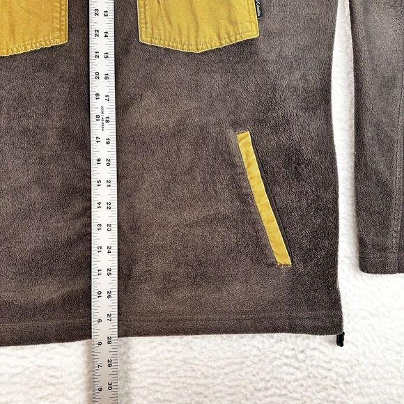 Columbia Fleece Jacket Mens L Gray Tan Full Zip Canvas Shoulders & Front Pockets - Picture 4 of 10